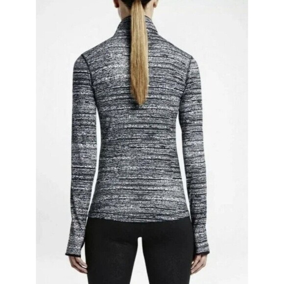 Nike Women’s Half Zip Pullover Gray Black Space Dye Running Top Size Medium - Picture 2 of 9